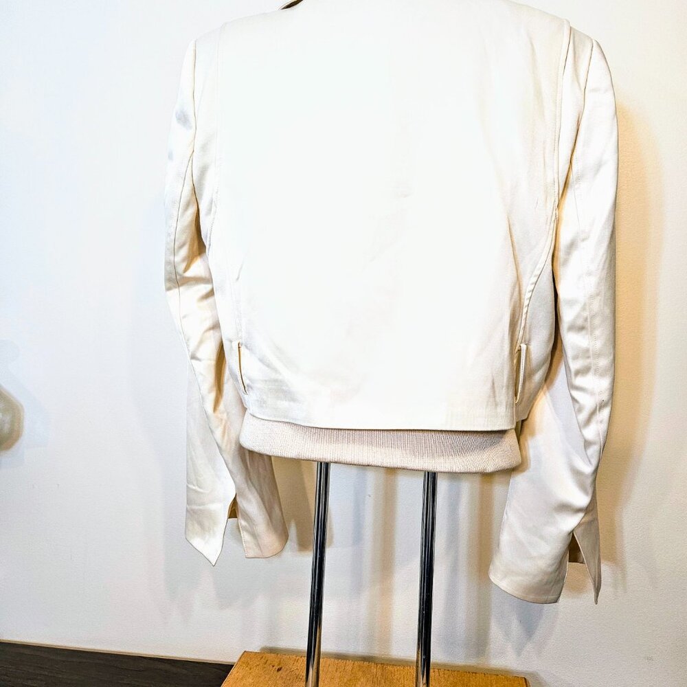 Zara NWOT Cream Cropped Satin effect lapel collar open front blazer jacket Small - Picture 4 of 6